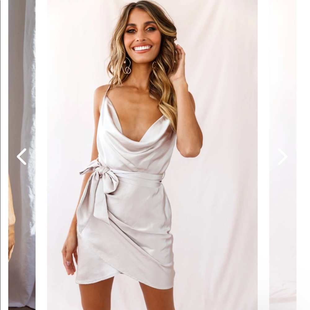 Selfie Leslie satin cowl neck cocktail dress. Size M